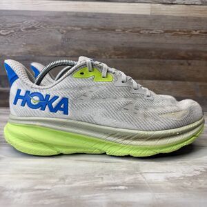 HOKA One One Clifton 9 Men's 10.5 D White Blue Green Running Shoes 1127895 STLC